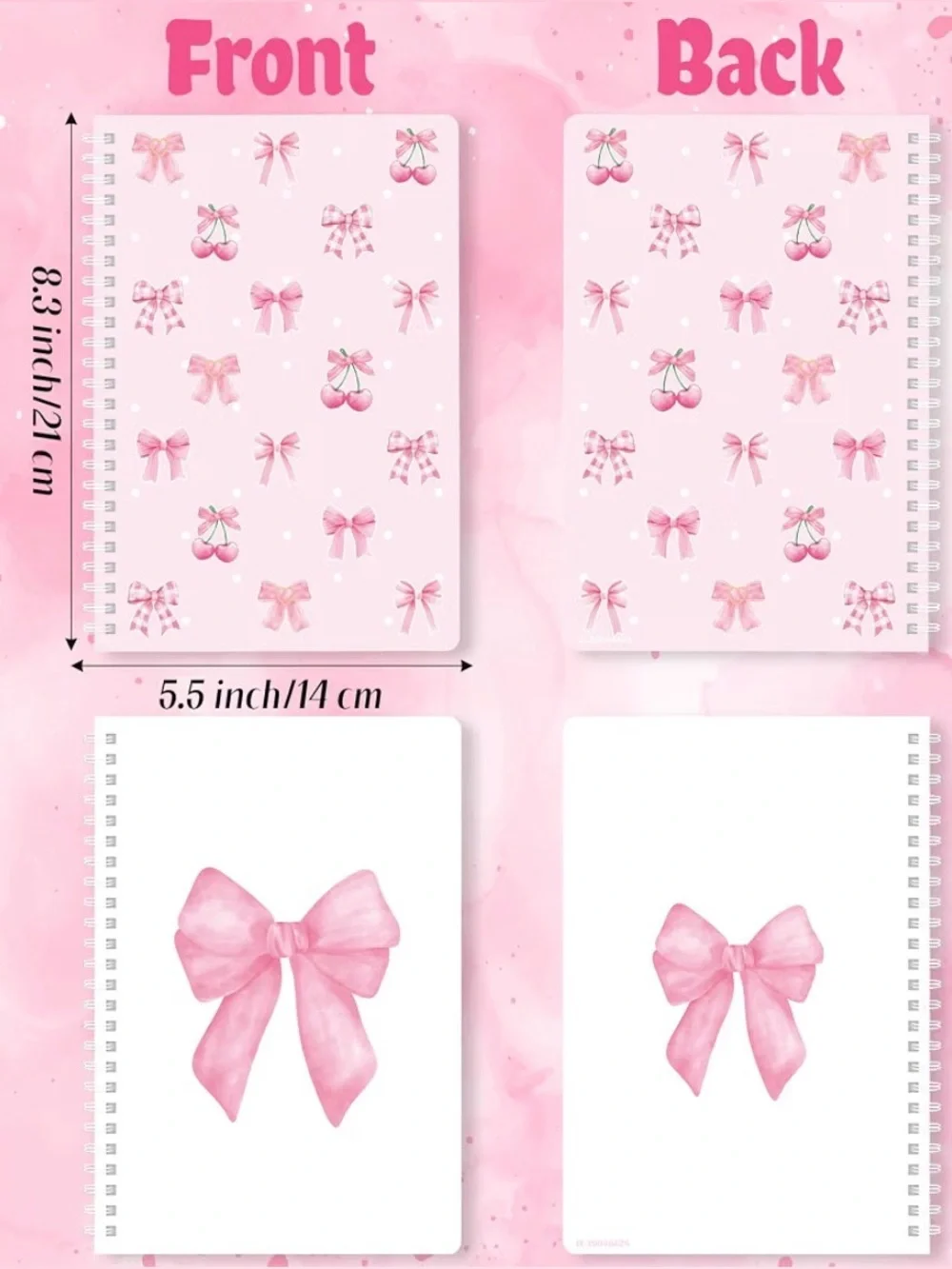 Pink Bow & Cherries Stationary Set